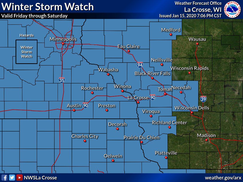 Winter storm watch Friday-Saturday by National Weather Service